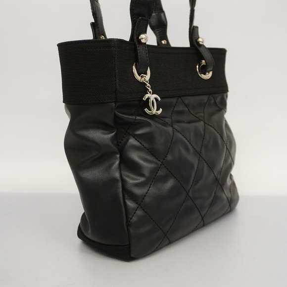 CHANELAuth  Paris Biarritz Tote Bag Women's Coated Canvas Black - Picture 2 of 10